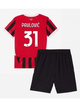 AC Milan Strahinja Pavlovic #31 Heimtrikotsatz für Kinder 2024-25 Kurzarm (+ Kurze Hosen)